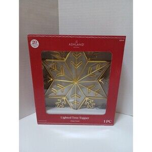 NIB Ashland Christmas Lighted Tree Topper Gold Clear‎ Cord 20 lights